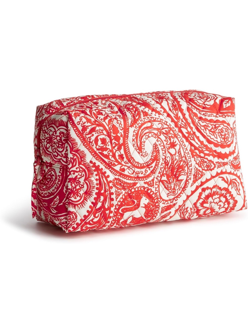 New Vera Bradley Red and White Paisley Quilted Makeup Bag